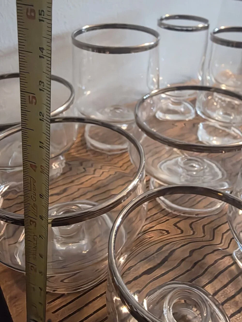 Mid-Century modern, platinum band 15 piece glassware set